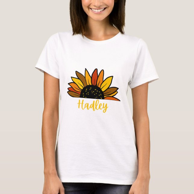 Hadley Personalisiert Name Niedlich Fall Sonnenblu T-Shirt (Vorderseite)