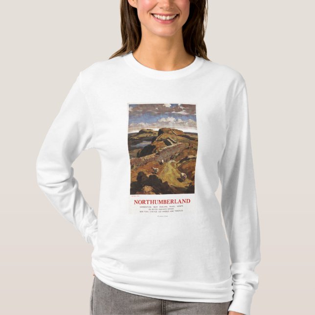 Hadrians Wand-und Schaf-British Rail-Plakat T-Shirt (Vorderseite)