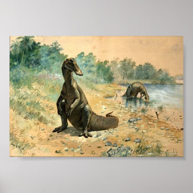 Hadrosaurs by a Lake Poster (Vorne)