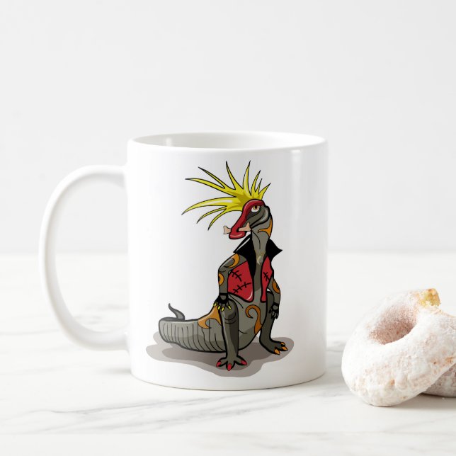 Hadrosaurus Dinosaurier verkleidete sich als Punk. Kaffeetasse (Mit Donut)