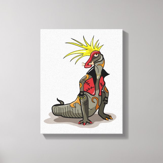 Hadrosaurus Dinosaurier verkleidete sich als Punk. Leinwanddruck (Vorderseite)