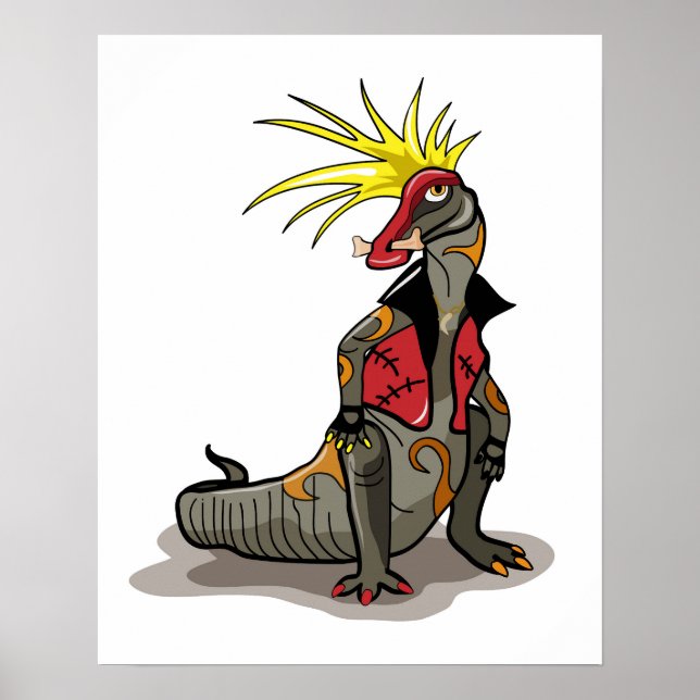 Hadrosaurus Dinosaurier verkleidete sich als Punk. Poster (Vorne)