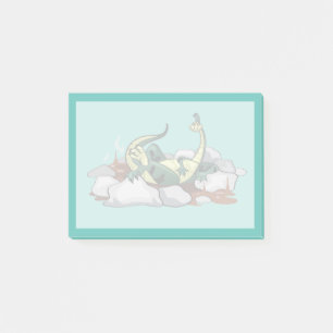 Hadrosaurus Entspannen in einem Whirlpool. Post-it Klebezettel