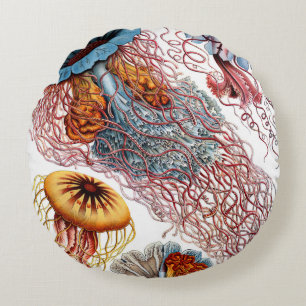 Haeckel Jellyfish Cushions Rundes Kissen