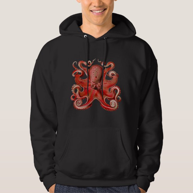 Haeckel Octopus rot Hoodie (Vorderseite)