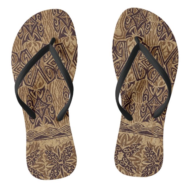 Haena Beach Hawaiian Primitive Tapa Flip Flops (Fußbett)
