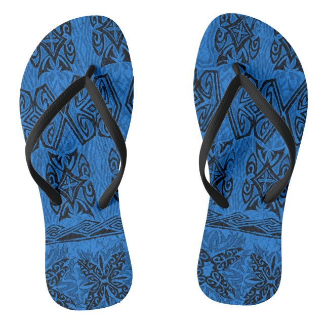 Haena Beach Hawaiian Primitive Tapa Flip Flops (Fußbett)