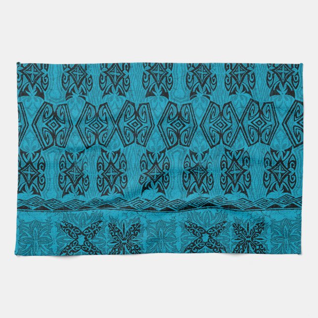 Haena Beach Hawaiian Primitive Tapa Geschirrtuch (Horizontal)