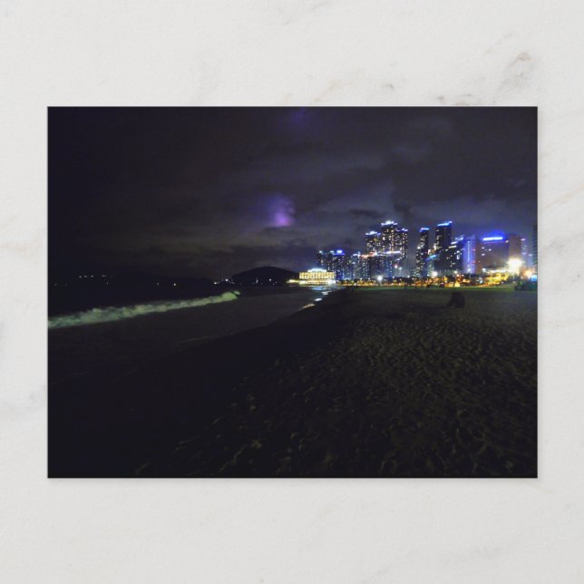 Haeundae Beach in der Nacht Postkarte (Vorderseite)