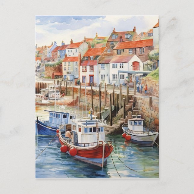 Hafen an einem sonnigen Tag Postkarte (Vorderseite)