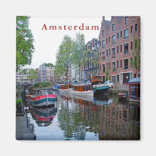 Hafen auf dem Kanal in Amsterdam Magnet