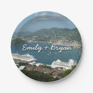 Hafen auf den St. Thomas-Inseln der US-Jungfrau Pappteller