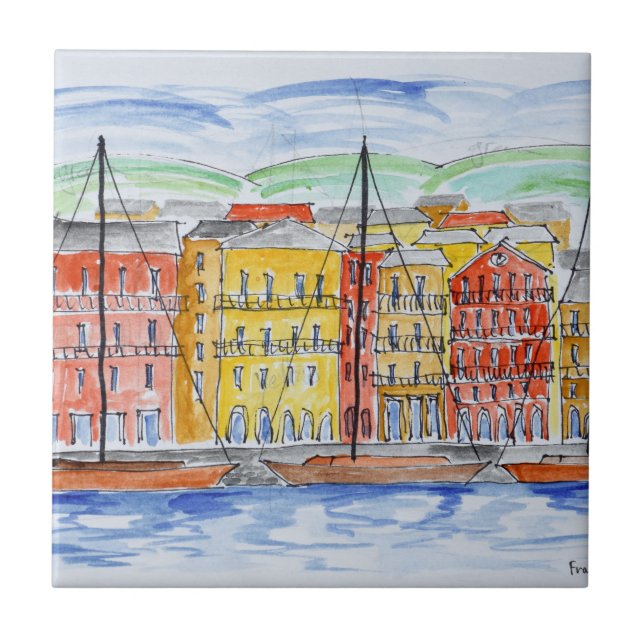 Hafen, Bastia| Korsika, Frankreich Fliese (Vorderseite)