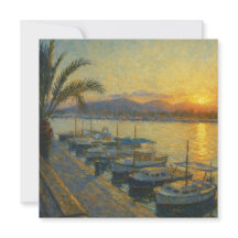 Hafen bei Sonnenuntergang Aquarell-Einladung