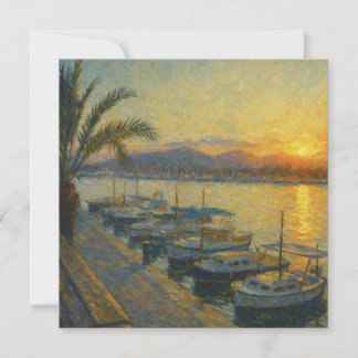 Hafen bei Sonnenuntergang Aquarell-Einladung Einladung