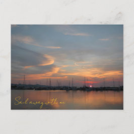 Hafen bei Sonnenuntergang in Pastell Postkarte