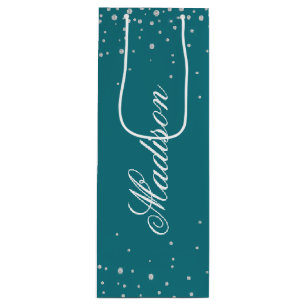 Hafen Blau Chic Diamanten personalisierter Name Geschenktüte Für Weinflaschen