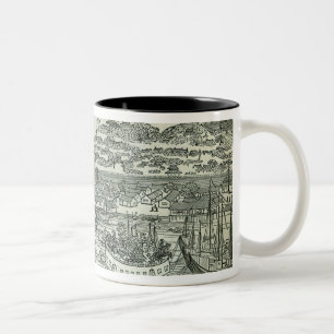 Hafen der Stadt des Bezirks Zweifarbige Tasse