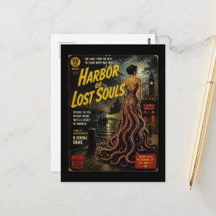 Hafen der verlorenen Seelen Faux-Horror-Buchcover Postkarte