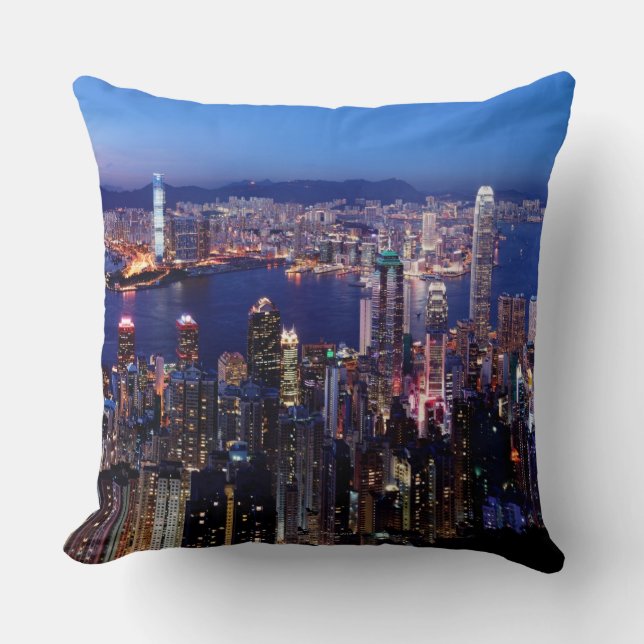 Hafen Hong Kongs Victoria nachts Kissen (Vorderseite)