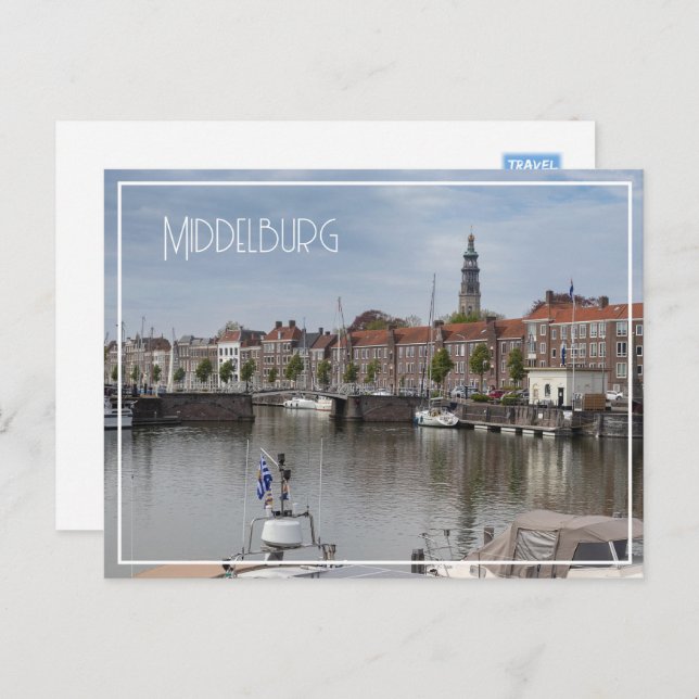 Hafen im Frühjahr, Middelburg, Niederlande Postkarte (Vorne/Hinten)
