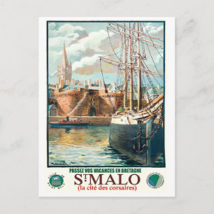 Hafen in Saint-Malo Stadt, Frankreich, Vintage Rei Postkarte