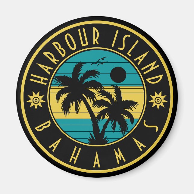 Hafen Insel Bahamas Retro Palm Souvenirs Magnet (Vorne)
