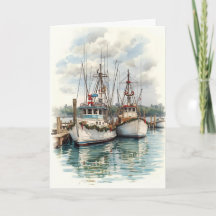 Hafen Lights Holiday - Coastal Boats Card