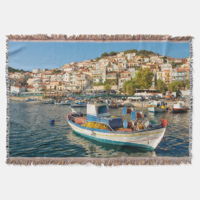 Hafen mit Fischerbooten in Plomari, Lesvos, Griech Decke (Vorderseite)