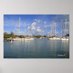 Hafen mit Sailboats in Antigua Canvas Print Poster