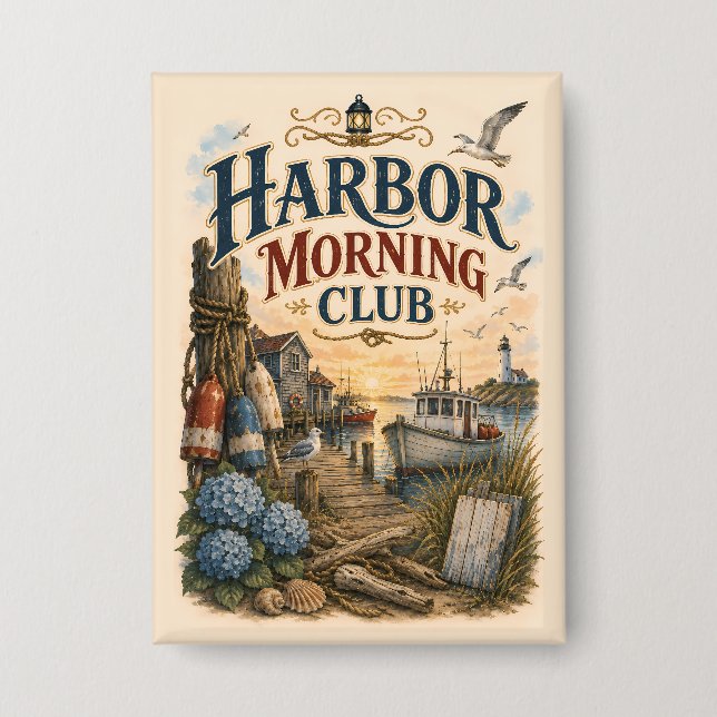 Hafen-Morgen-Club Küstenleuchtturm Button (Vorderseite)