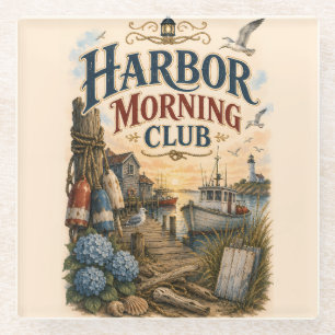 Hafen Morgenclub Küsten Leuchtturm Glasuntersetzer