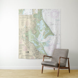 Häfen Plymouth, Kingston und Duxbury Chart Wandteppich