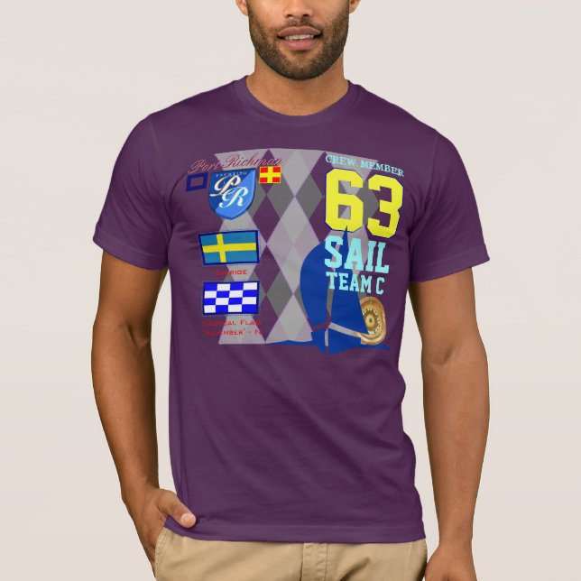 Hafen Richman MarineRaute des Sverige Segel-Team-C T-Shirt (Vorderseite)