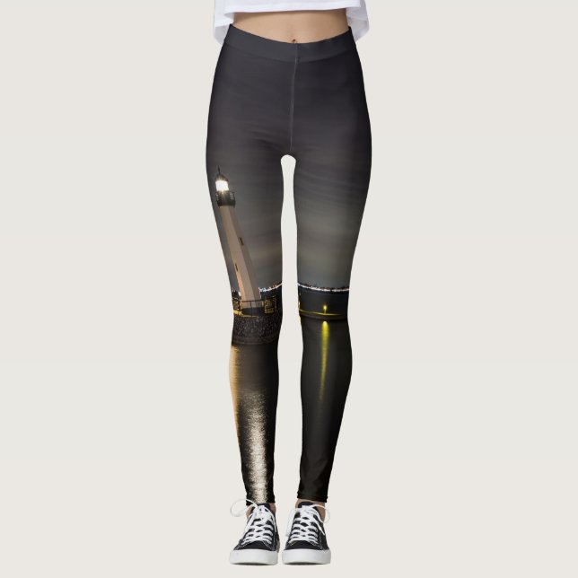 Hafen Rockwall Leuchtturm Leggings (Vorderseite)