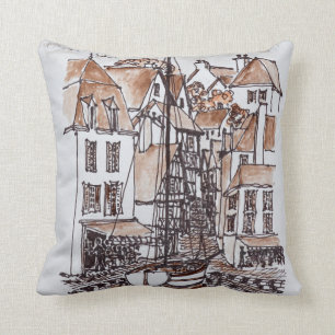 Hafen Saint-Goustan, Auray  Bretagne, Frankreich Kissen