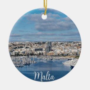 Hafen Sliema mit modernen Gebäude und Booten Keramik Ornament