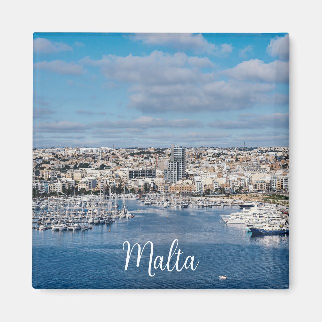 Hafen Sliema mit modernen Gebäude und Booten Magnet (Vorne)