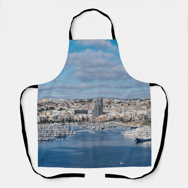 Hafen Sliema mit modernen Gebäude und Booten Schürze (Vorderseite)
