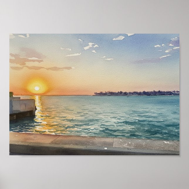 Hafen-Sonnenuntergang Poster (Vorne)