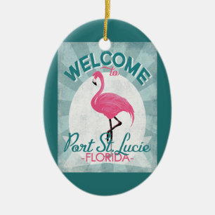 Hafen-St-Lucie Florida rosa Flamingo Retro Keramik Ornament