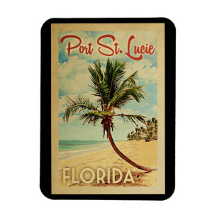 Hafen-St-Lucie Palme-Vintage Reise Magnet