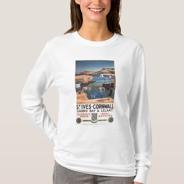 Hafen-Szene mit dem Mädchen und Möven Bahn T-Shirt (Vorderseite)