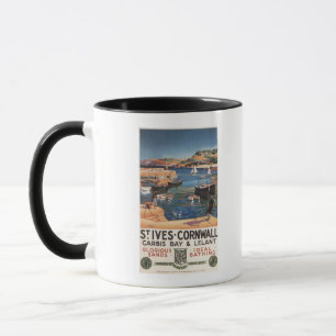 Hafen-Szene mit dem Mädchen und Möven Bahn Tasse