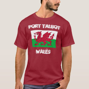 Hafen Talbot, Wales mit Waliser-Flagge T-Shirt
