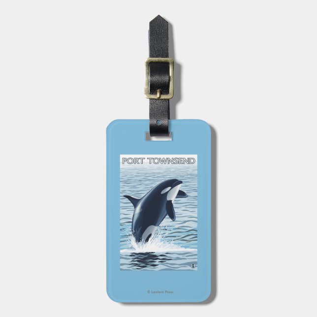 Hafen Townsend, WashingtonOrca Springen Gepäckanhänger (Vorderseite vertikal)