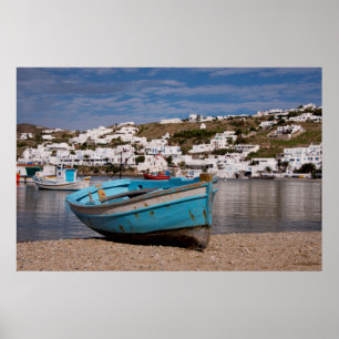 Hafen- und Hafenbereich mit griechischen Fischerbo Poster