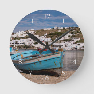 Hafen- und Hafengebiet mit griechischen Fischereif Runde Wanduhr