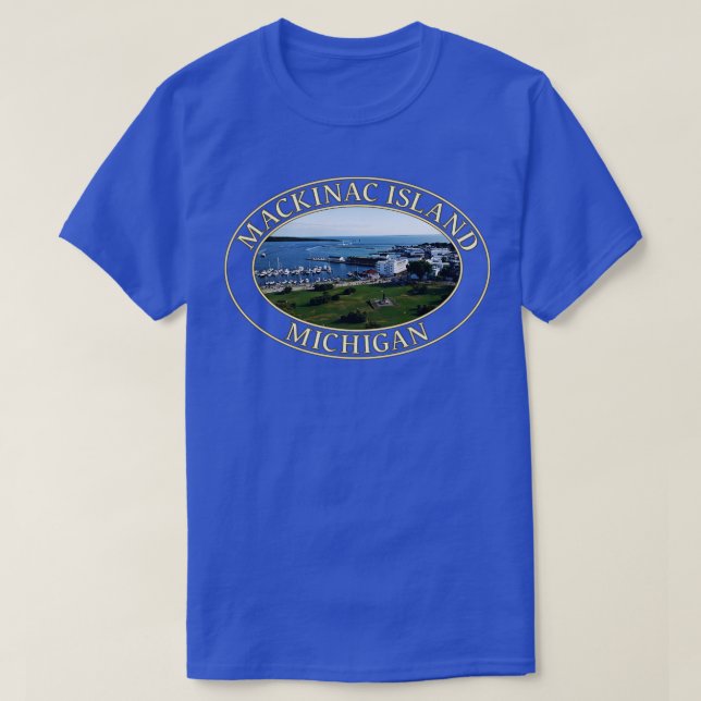 Hafen und Innenstadt auf Mackinac Island Mi T-Shirt (Design vorne)