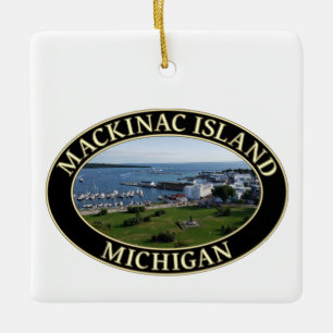 Hafen und Innenstadt auf Mackinac Island, Michigan Keramikornament